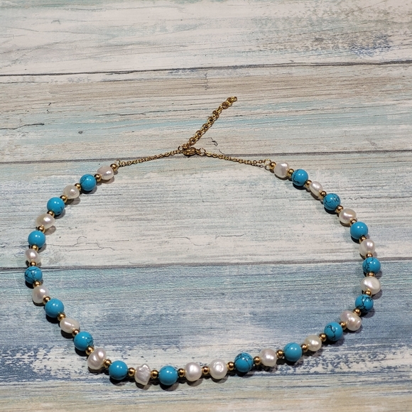 Pearls and Turquoise Necklace. - Picture 2 of 7
